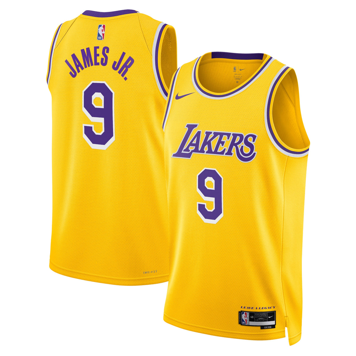 Los Angeles Lakers NBA Nike Icon Swingman Jersey - Gold - Bronny James - Unisex