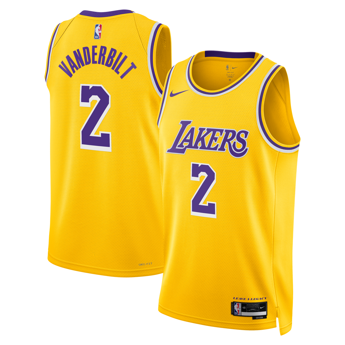 Los Angeles Lakers NBA Nike Icon Edition Swingman Jersey - Gold - Jarred Vanderbilt - Unisex