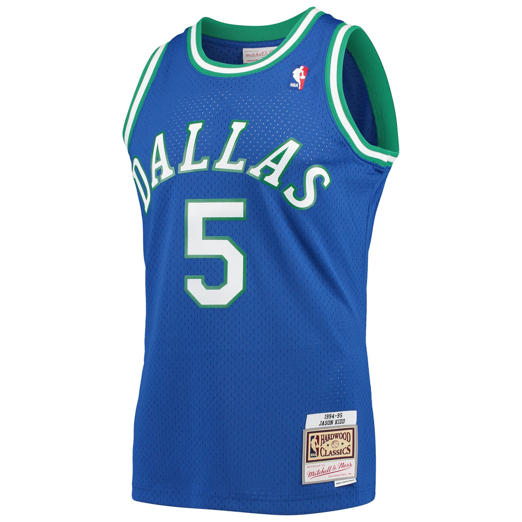 Dallas Mavericks NBA Men's Mitchell & Ness Jason Kidd Blue 1994-95 Hardwood Classics Swingman Player Jersey