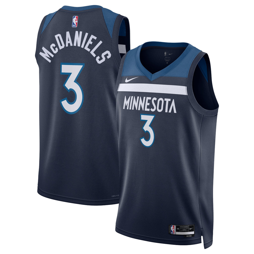 Minnesota Timberwolves NBA Nike Icon Edition Swingman Jersey - Navy - Jaden McDaniels - Unisex