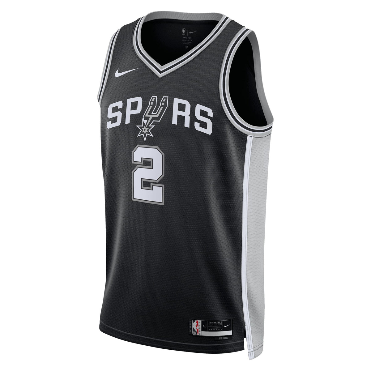 San Antonio Spurs NBA Nike Icon Edition Swingman Jersey 2025 First Round Draft Pick - Black - Dylan Harper - Youth