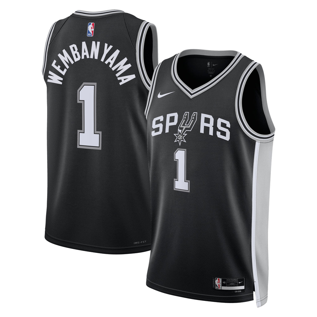 San Antonio Spurs NBA Nike Icon Edition Swingman Jersey - Black - Victor Wembanyama - Unisex