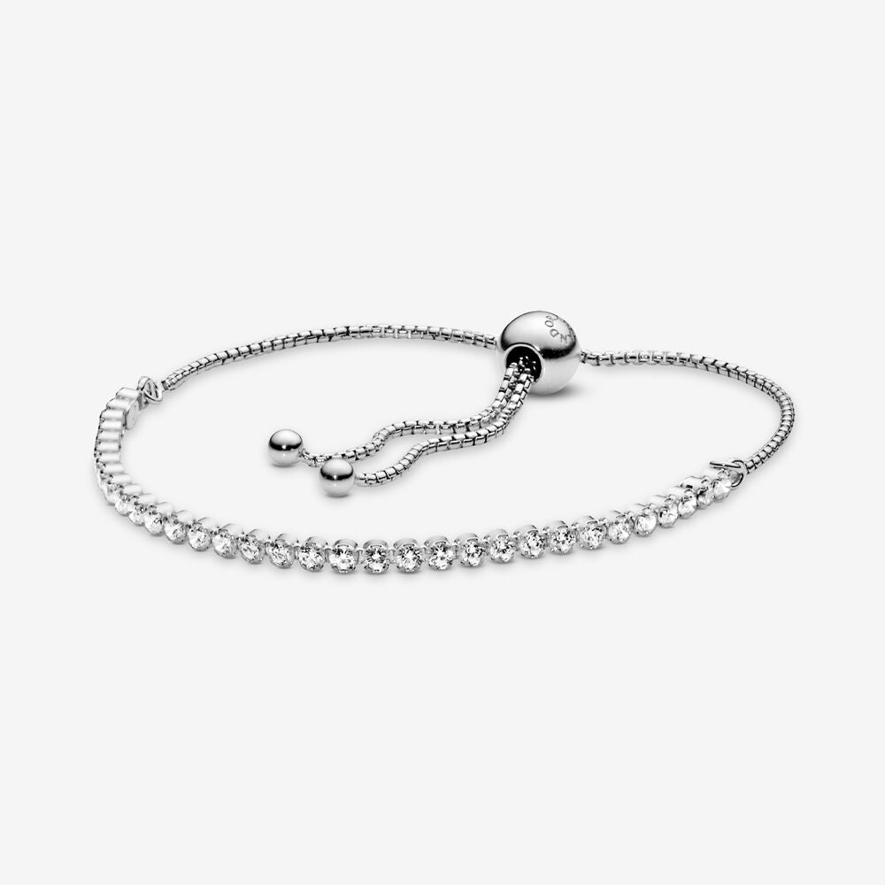 PANDORA Sparkling Slider Tennis Bracelet Cubic Zirconia Silver Weddings Bracelets Chain Bracelet Jewelry Gift