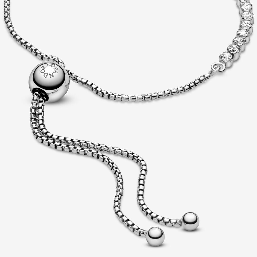 PANDORA Sparkling Slider Tennis Bracelet Cubic Zirconia Silver Weddings Bracelets Chain Bracelet Jewelry Gift