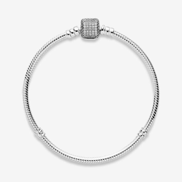 PANDORA Moments Sparkling Pavé Clasp Snake Chain Bracelet Cubic Zirconia Silver Bracelets Jewelry Gift