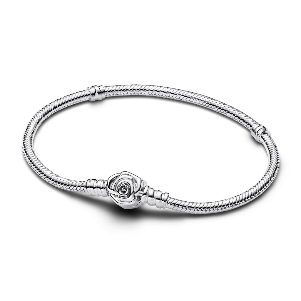 PANDORA Philippines PANDORA Moments Rose In Bloom Clasp Snake Chain Bracelet Sterling Silver Bracelets Jewelry Gift