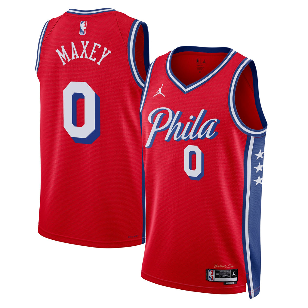 Philadelphia 76ers NBA Jordan Statement Edition Swingman Jersey - Red - Tyrese Maxey - Unisex
