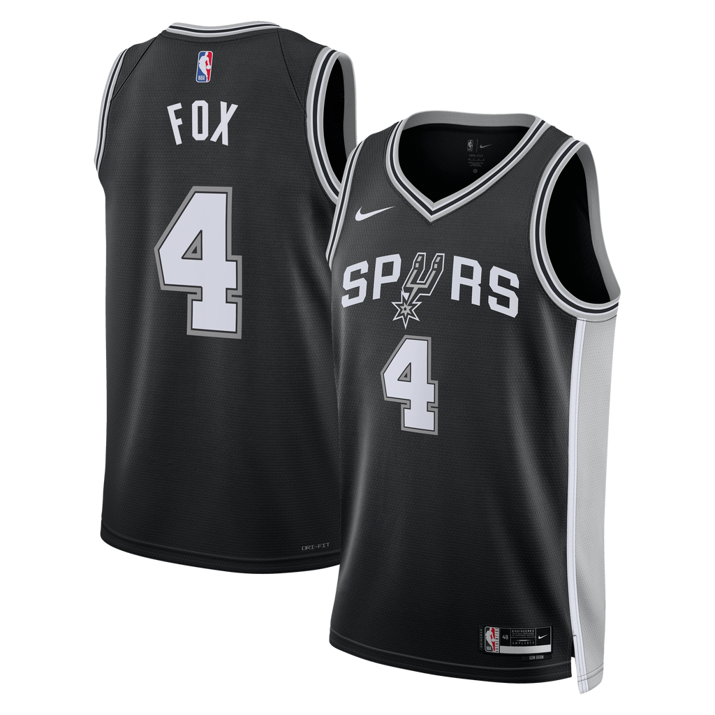 San Antonio Spurs NBA Nike Icon Edition Swingman Jersey - Black - De'Aaron Fox - Unisex