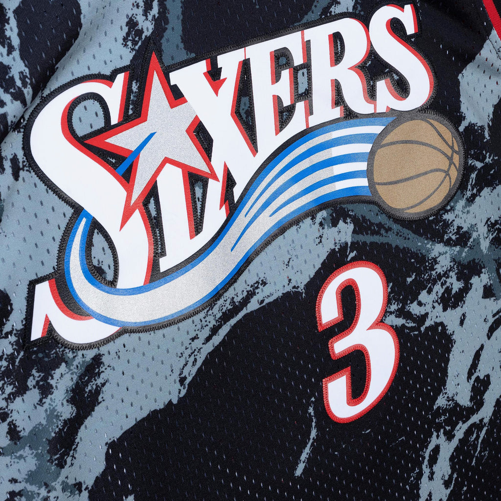 Philadelphia 76ers NBA Mitchell & Ness Allen Iverson 2000 Team Marble Swingman Jersey - Black