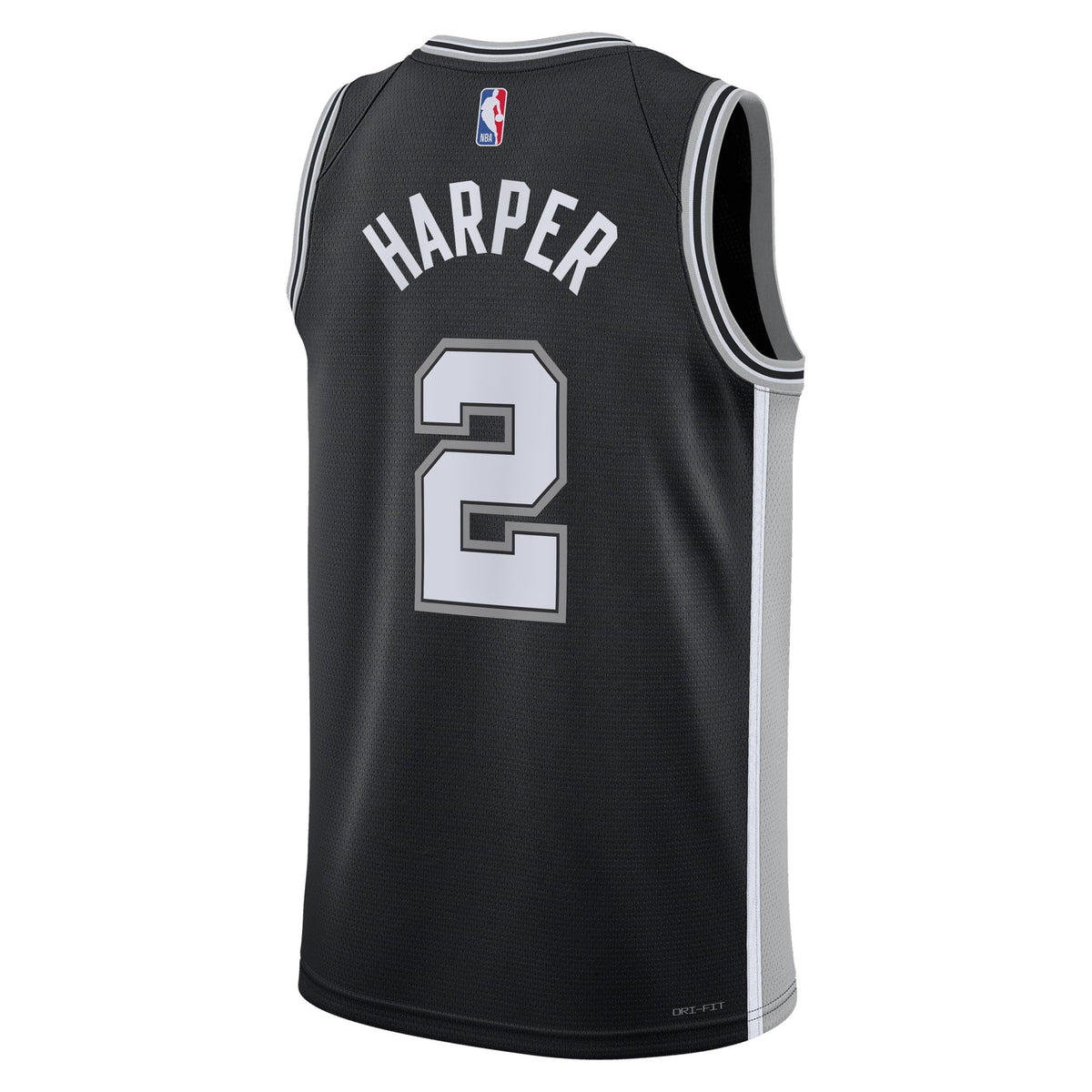 San Antonio Spurs NBA Nike Icon Edition Swingman Jersey 2025 First Round Draft Pick - Black - Dylan Harper - Unisex