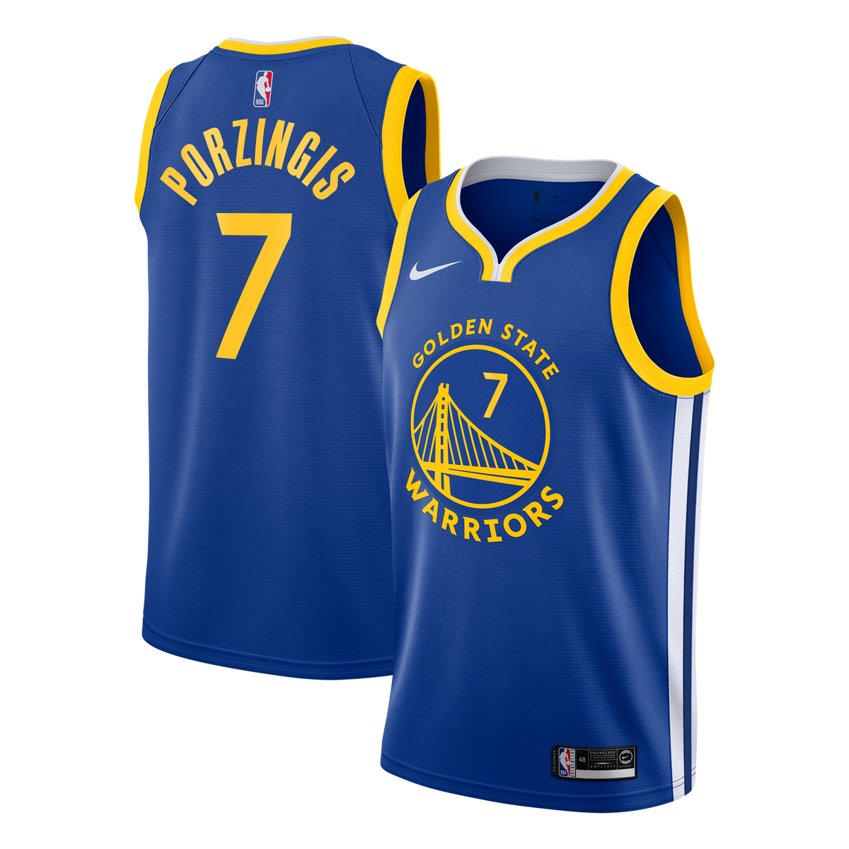 Golden State Warriors NBA Nike Icon Edition Swingman Jersey - Royal - Kristaps Porziņģis - Youth