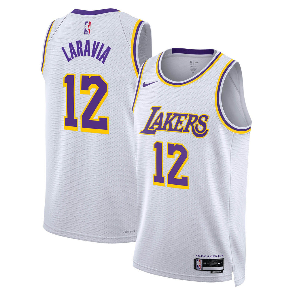 Los Angeles Lakers NBA Nike Association Edition Swingman Jersey - White - Jake LaRavia - Unisex