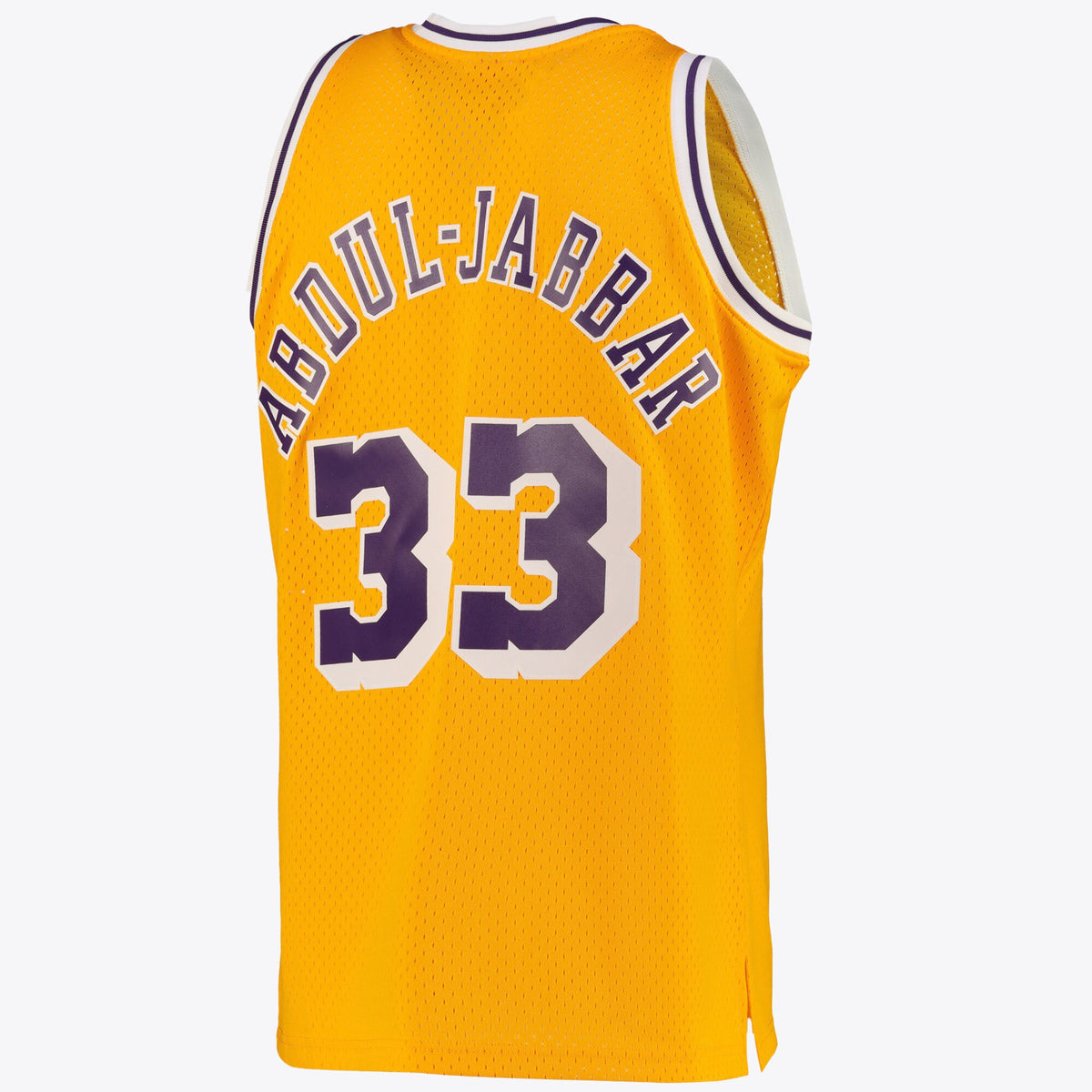 Los Angeles Lakers NBA Kareem Abdul-Jabbar Road Swingman Jersey By Mitchell & Ness - Light Gold - Men's