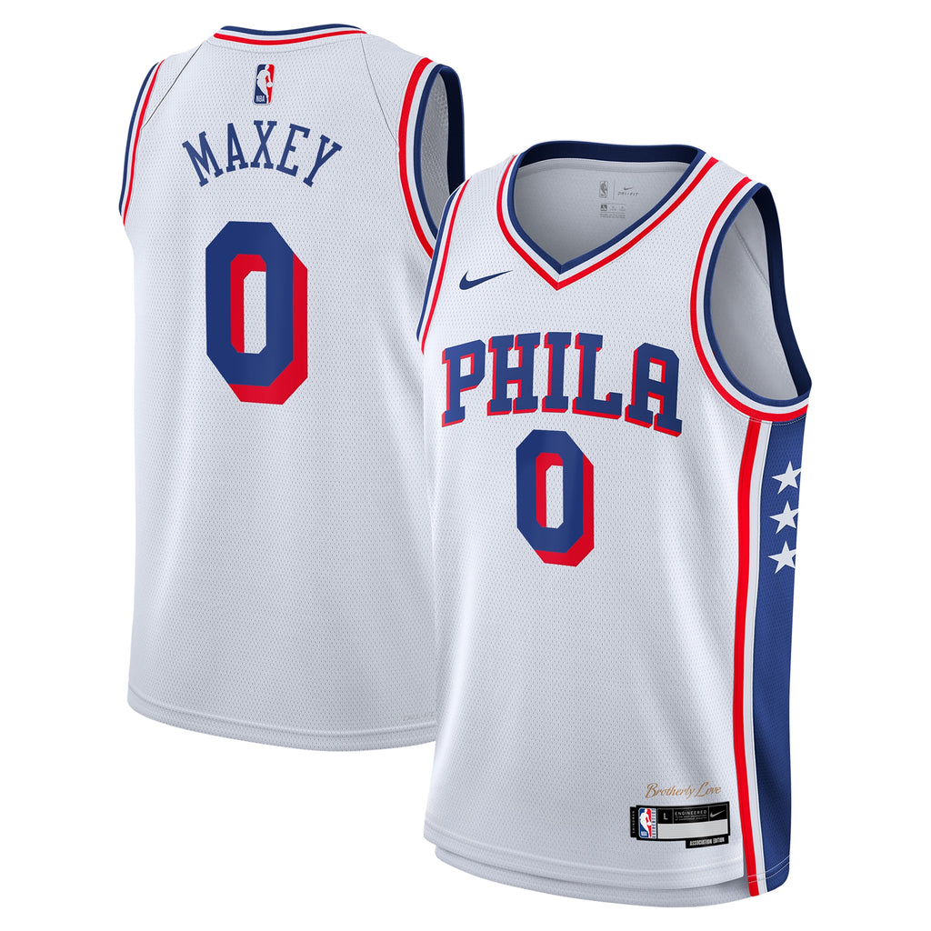 Philadelphia 76ers NBA Nike Association Swingman Jersey - White - Tyrese Maxey - Youth