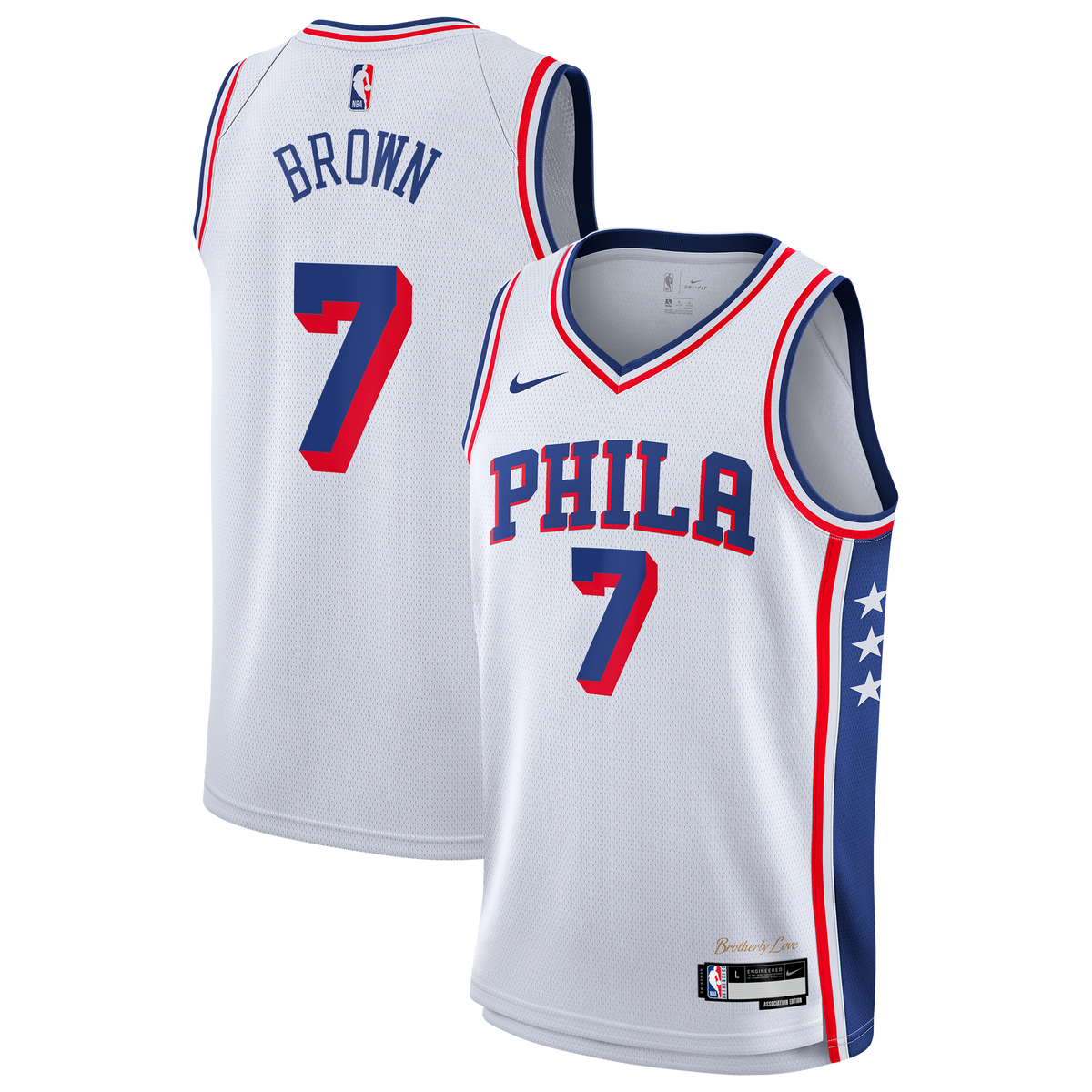 Philadelphia 76ers NBA Nike Association Edition Swingman Jersey - White - Jaylen Brown - Youth