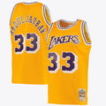 Los Angeles Lakers NBA Kareem Abdul-Jabbar Road Swingman Jersey By Mitchell & Ness - Light Gold - Men's