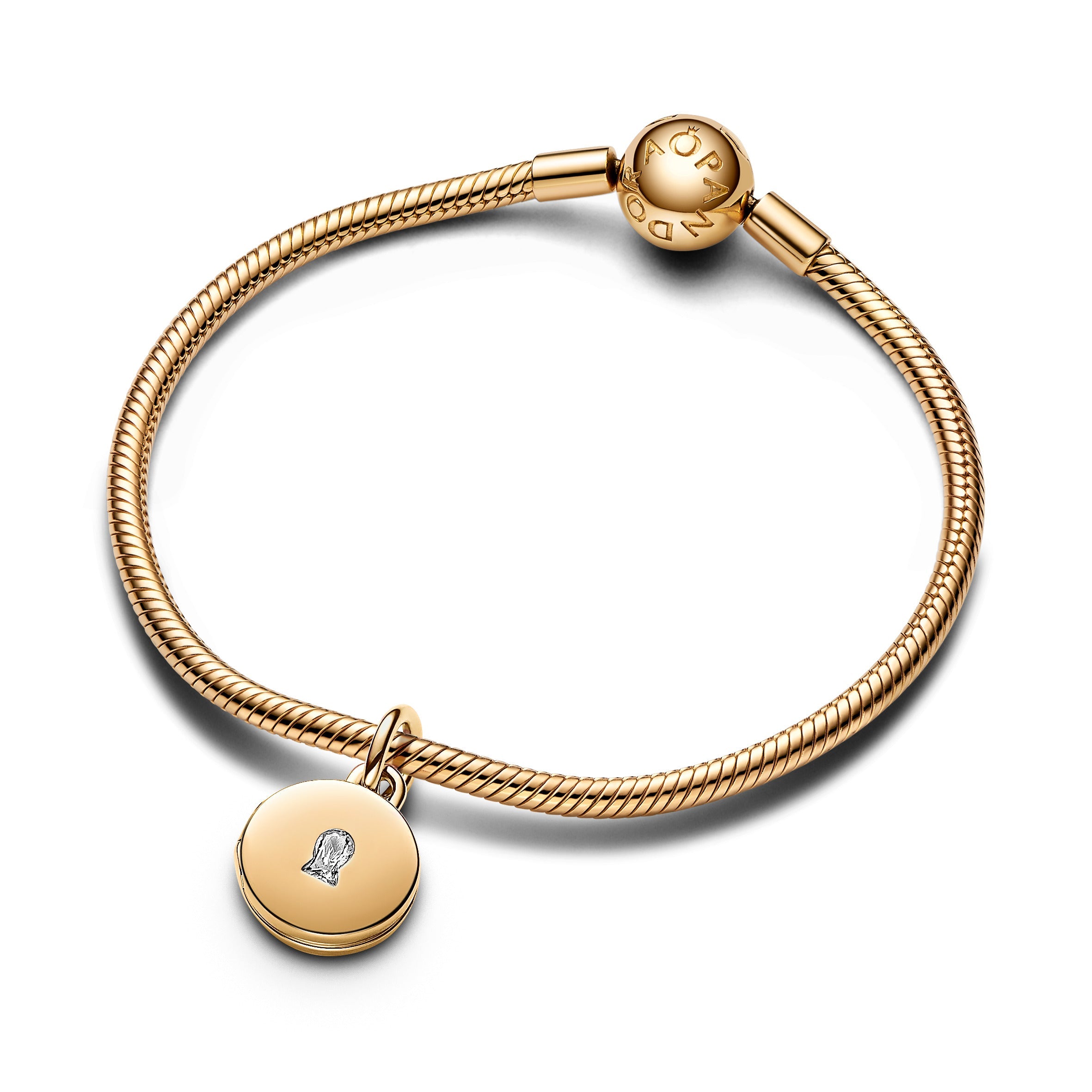 PANDORA Openable And Engravable Love Locket Dangle Charm 14K Gold Plated Unique Metal Blend Charms Bracelet Charm Jewelry Gift