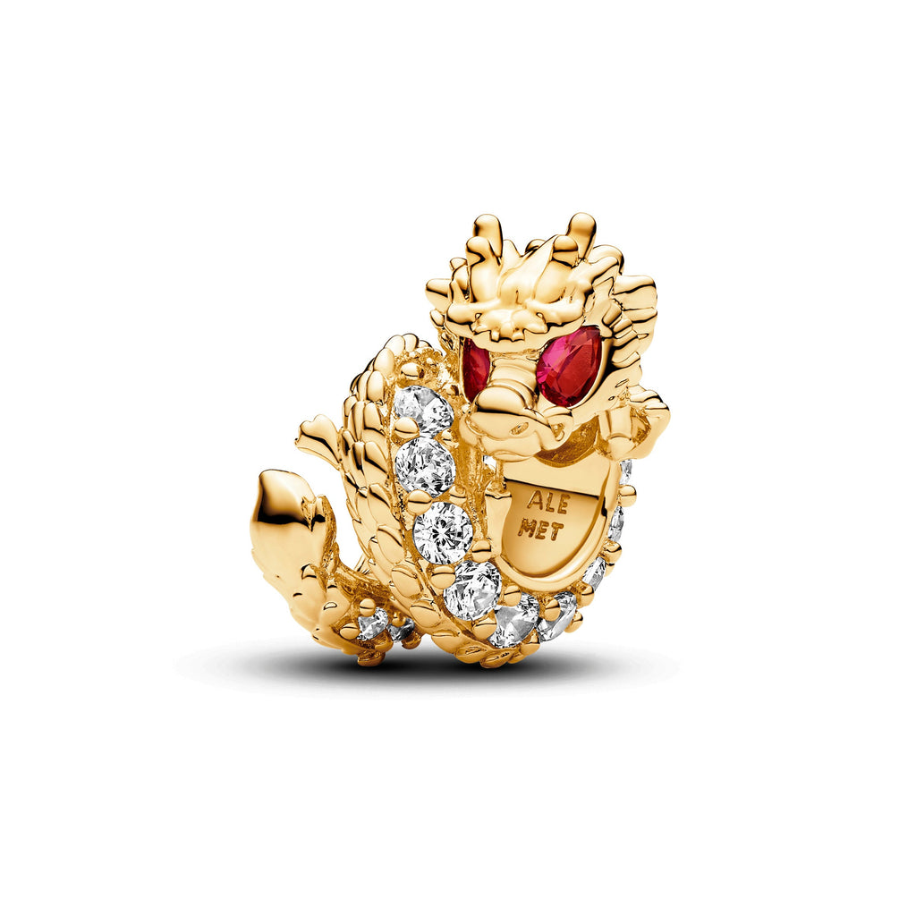 PANDORA Chinese Year Of The Dragon Charm 14K Gold Plated Unique Metal Blend Charms Bracelet Charm Jewelry Gift
