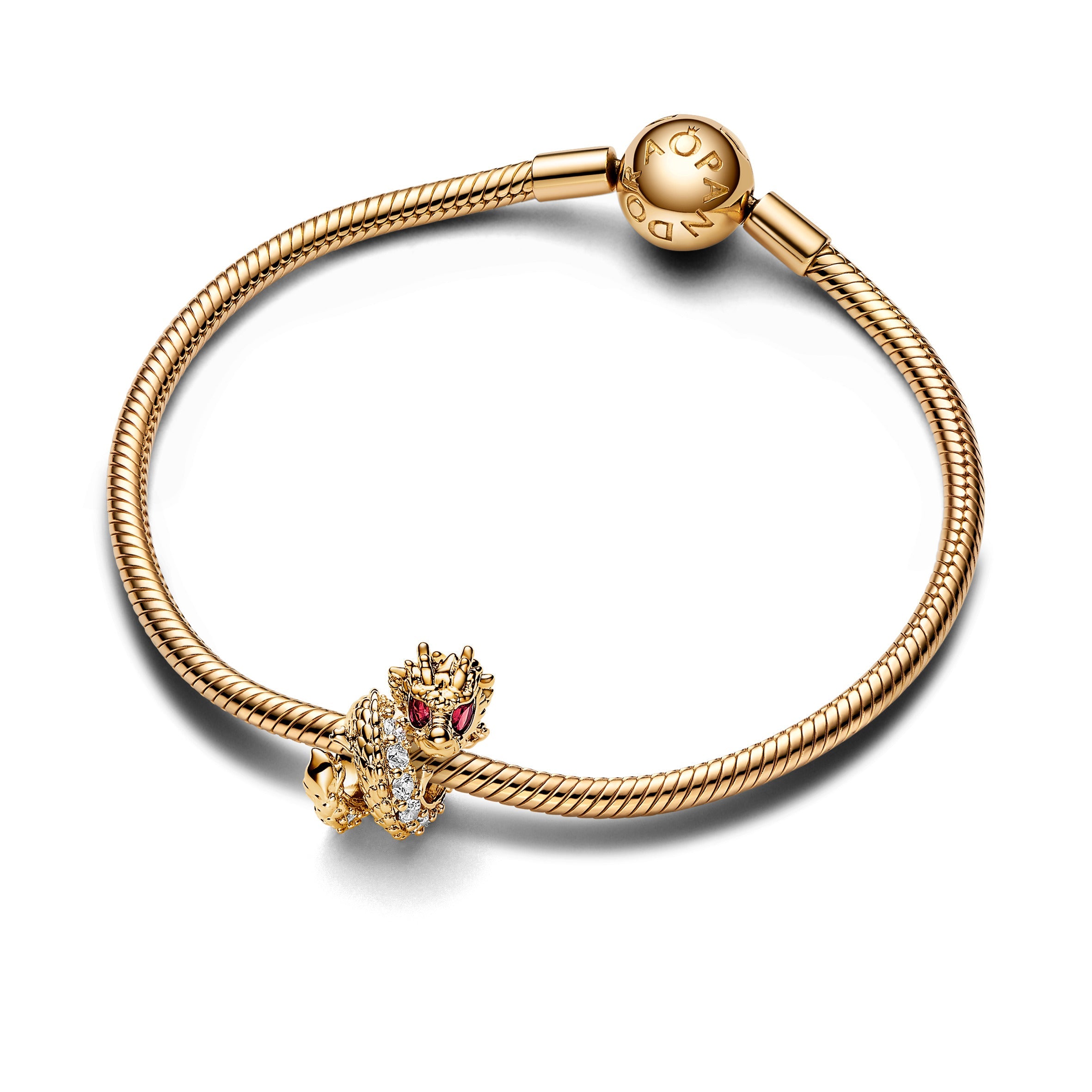 PANDORA Chinese Year Of The Dragon Charm 14K Gold Plated Unique Metal Blend Charms Bracelet Charm Jewelry Gift