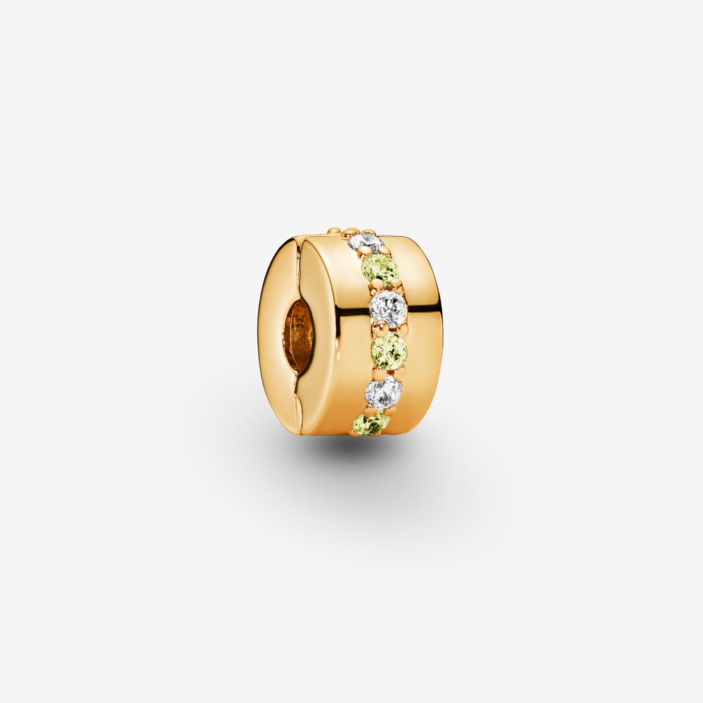 PANDORA Yellow Sparkling Row Clip Charm 14K Gold Plated Unique Metal Blend Weddings Charms Bracelet Charm Jewelry Gift
