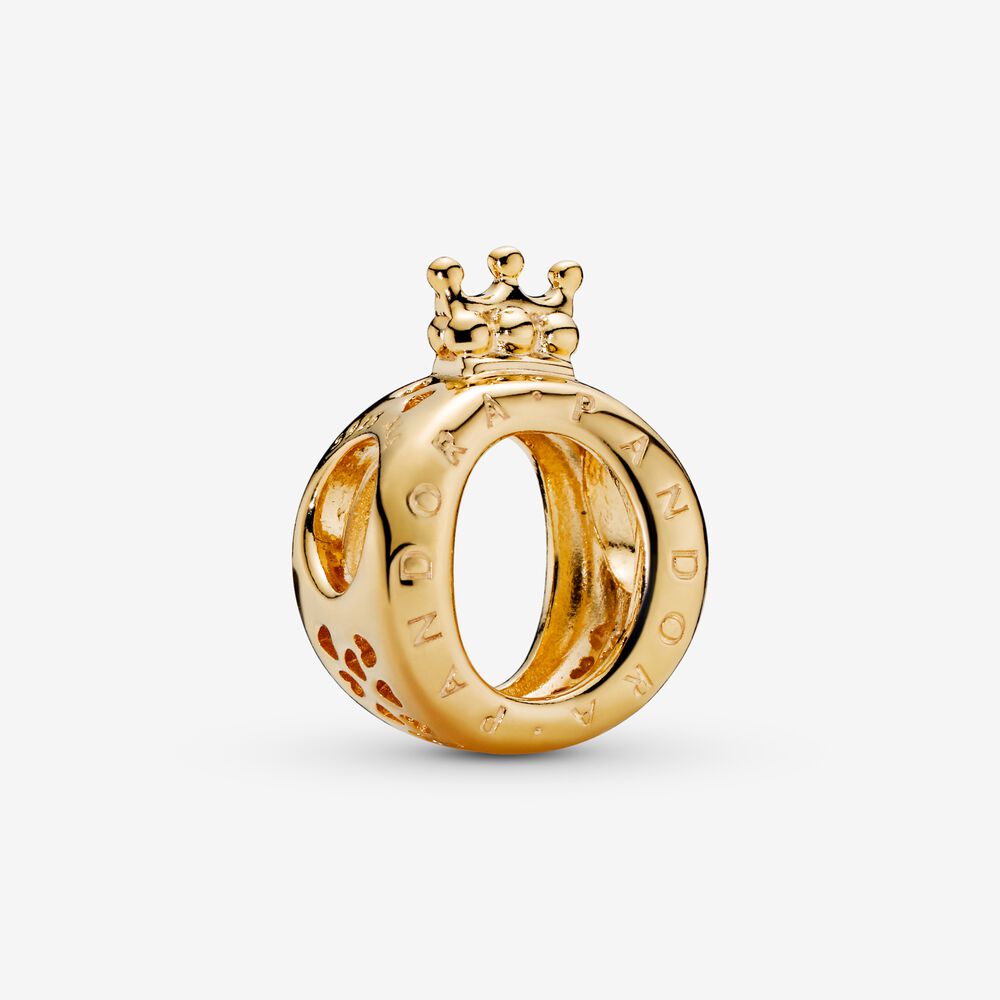 PANDORA Crown O Logo Charm 14K Gold Plated Unique Metal Blend Charms Bracelet Charm Jewelry Gift