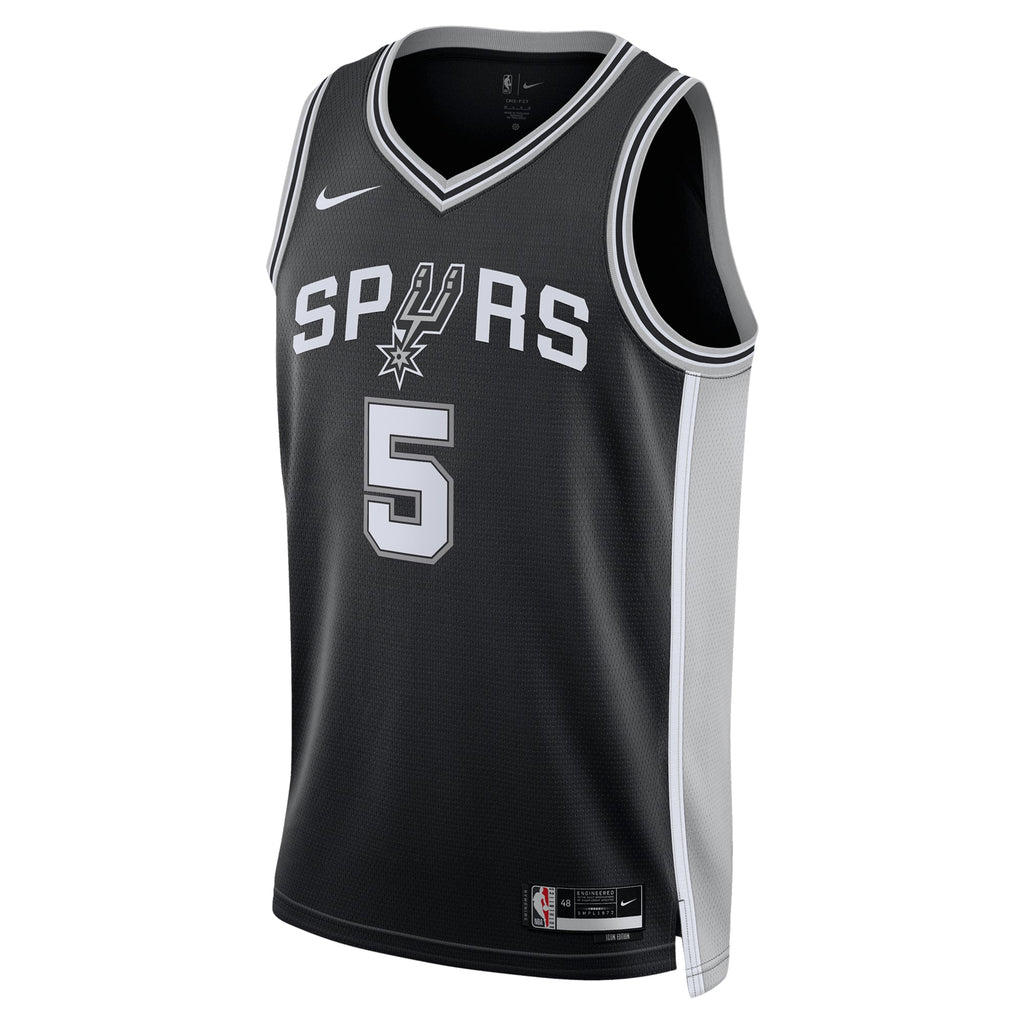 San Antonio Spurs NBA Nike Icon Swingman Jersey - Black - Stephon Castle - Unisex