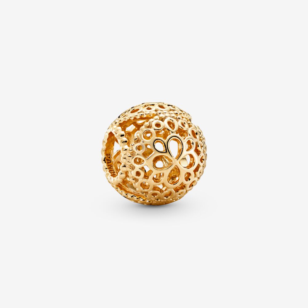 PANDORA Openwork Flower Charm Charms Bracelet Charm Jewelry Gift