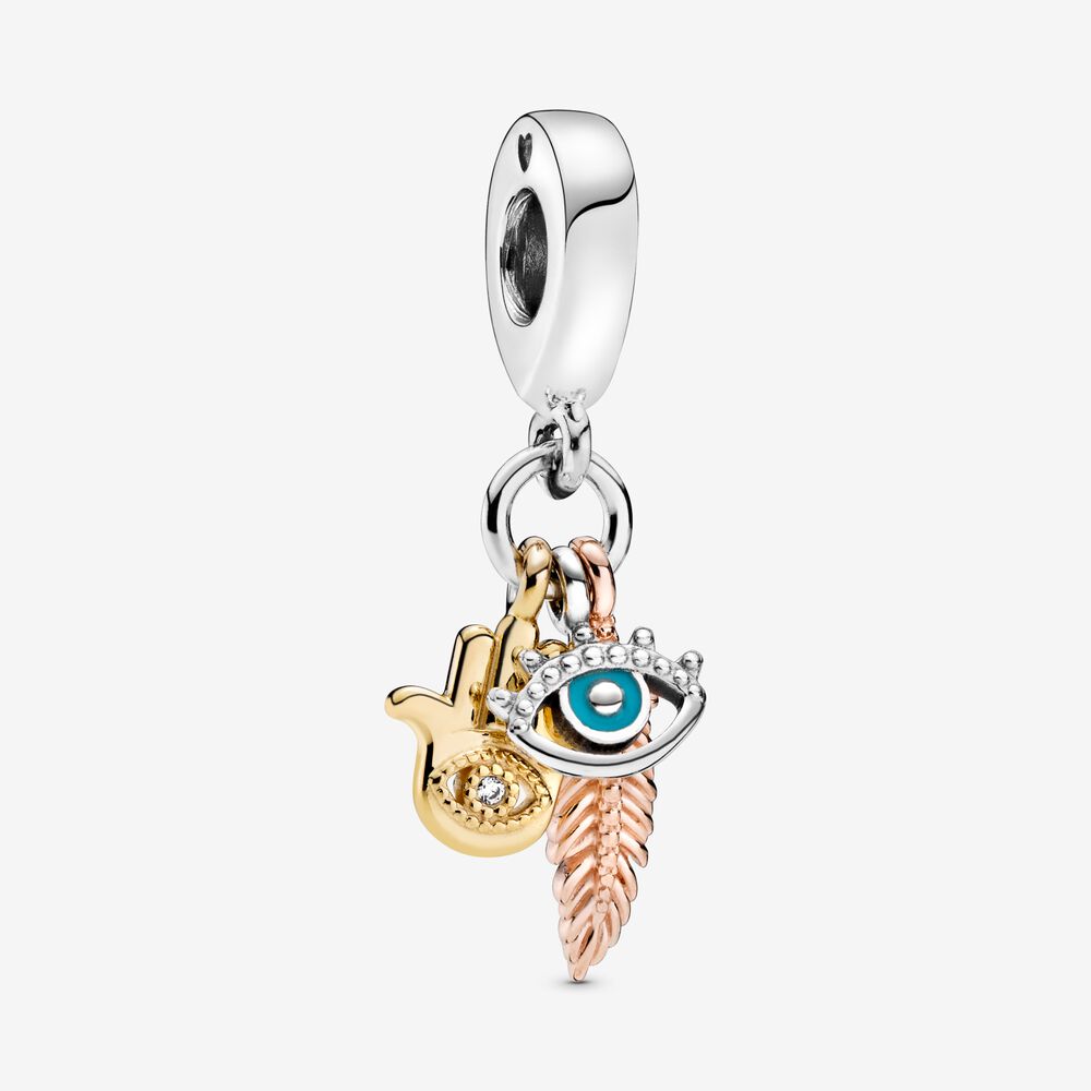PANDORA Hamsa All-seeing Eye And Feather Spirituality Dangle Charm Charms Bracelet Charm Jewelry Gift