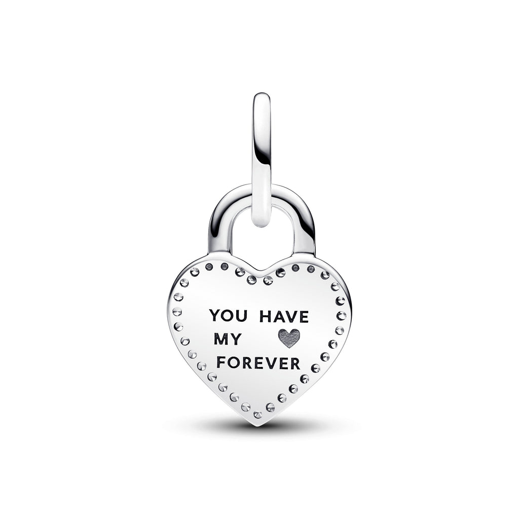 PANDORA Two-tone Twistable Heart Padlock Double Dangle Charm Charms Bracelet Charm Jewelry Gift
