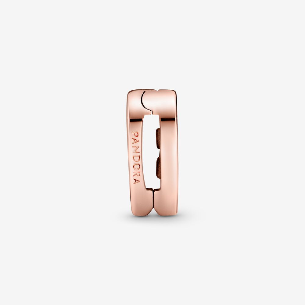 PANDORA Pavé Heart Clip Charm 14K Rose Gold Plated Unique Metal Blend Charms Bracelet Charm Jewelry Gift