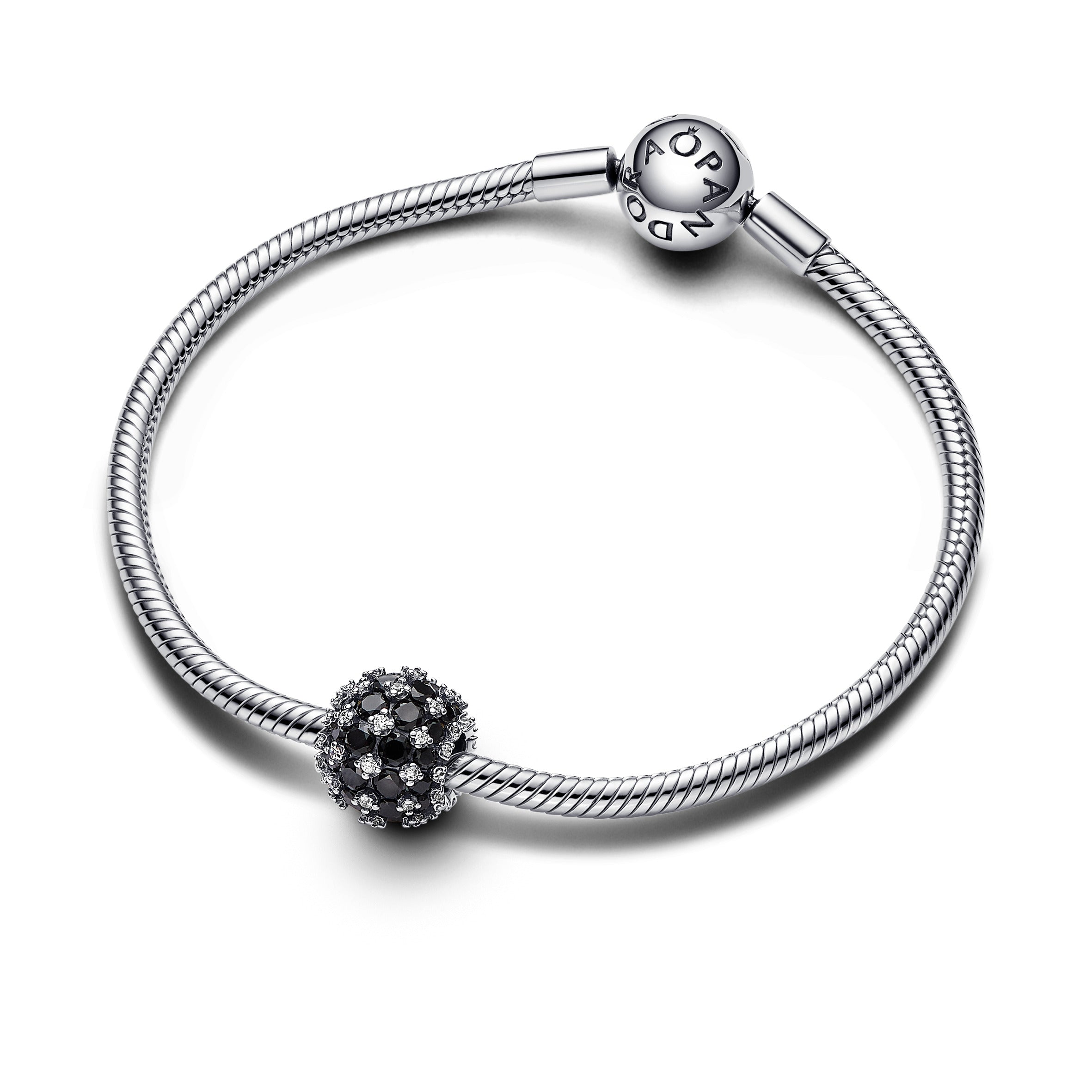 PANDORA Sparkling Pavé Round Black Charm Charms Bracelet Charm Jewelry Gift
