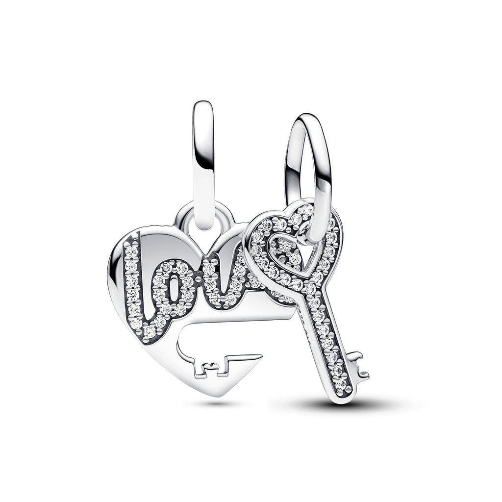 PANDORA Splittable Heart And Key Dangle Charm Charms Bracelet Charm Jewelry Gift