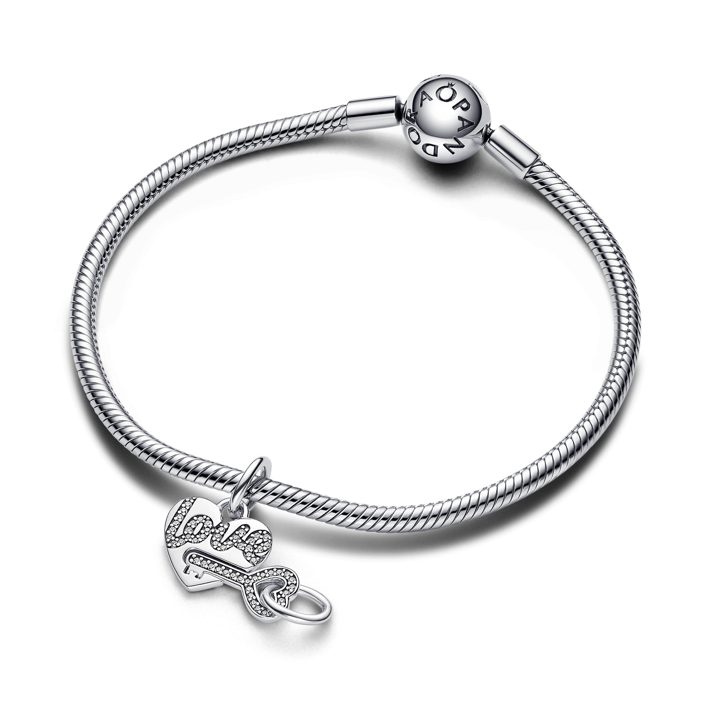 PANDORA Splittable Heart And Key Dangle Charm Charms Bracelet Charm Jewelry Gift