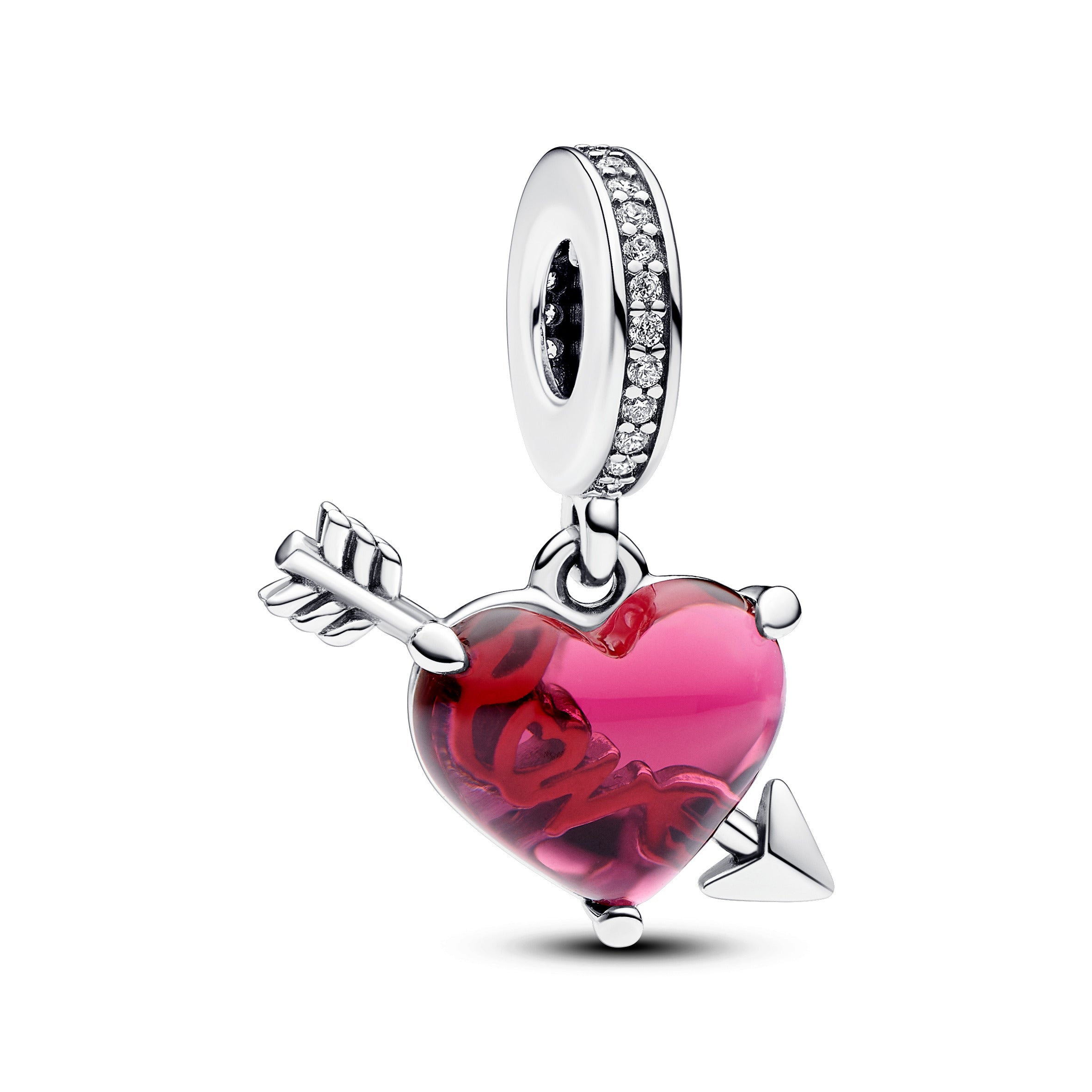 PANDORA Red Heart And Arrow Murano Glass Dangle Charm Charms Bracelet Charm Jewelry Gift