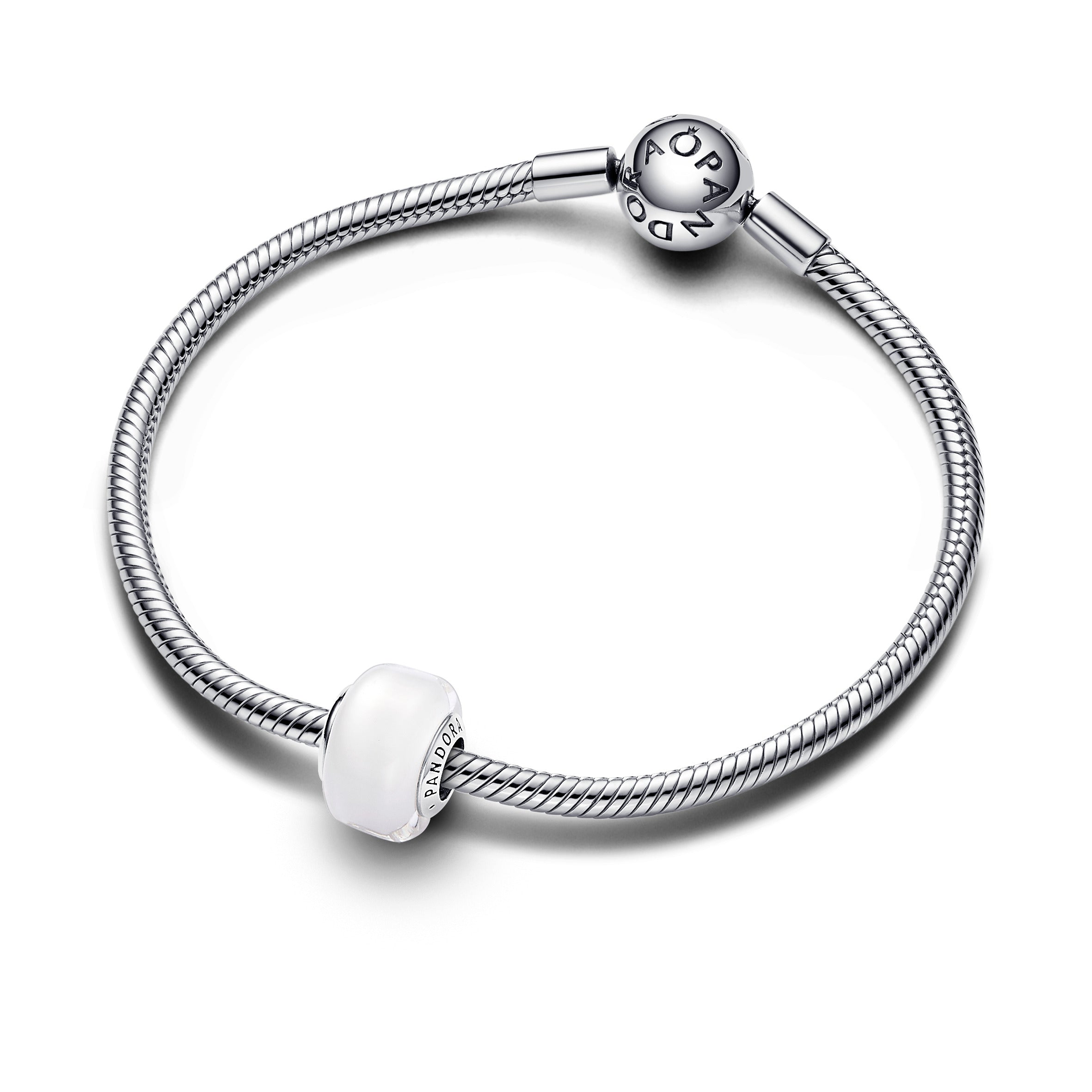 PANDORA White Mini Murano Glass Charm Charms Bracelet Charm Jewelry Gift
