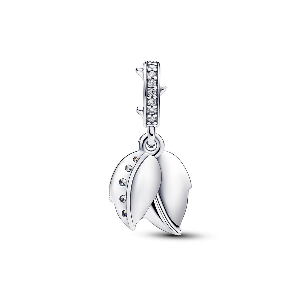 PANDORA White Rose In Bloom Double Dangle Charm Charms Bracelet Charm Jewelry Gift