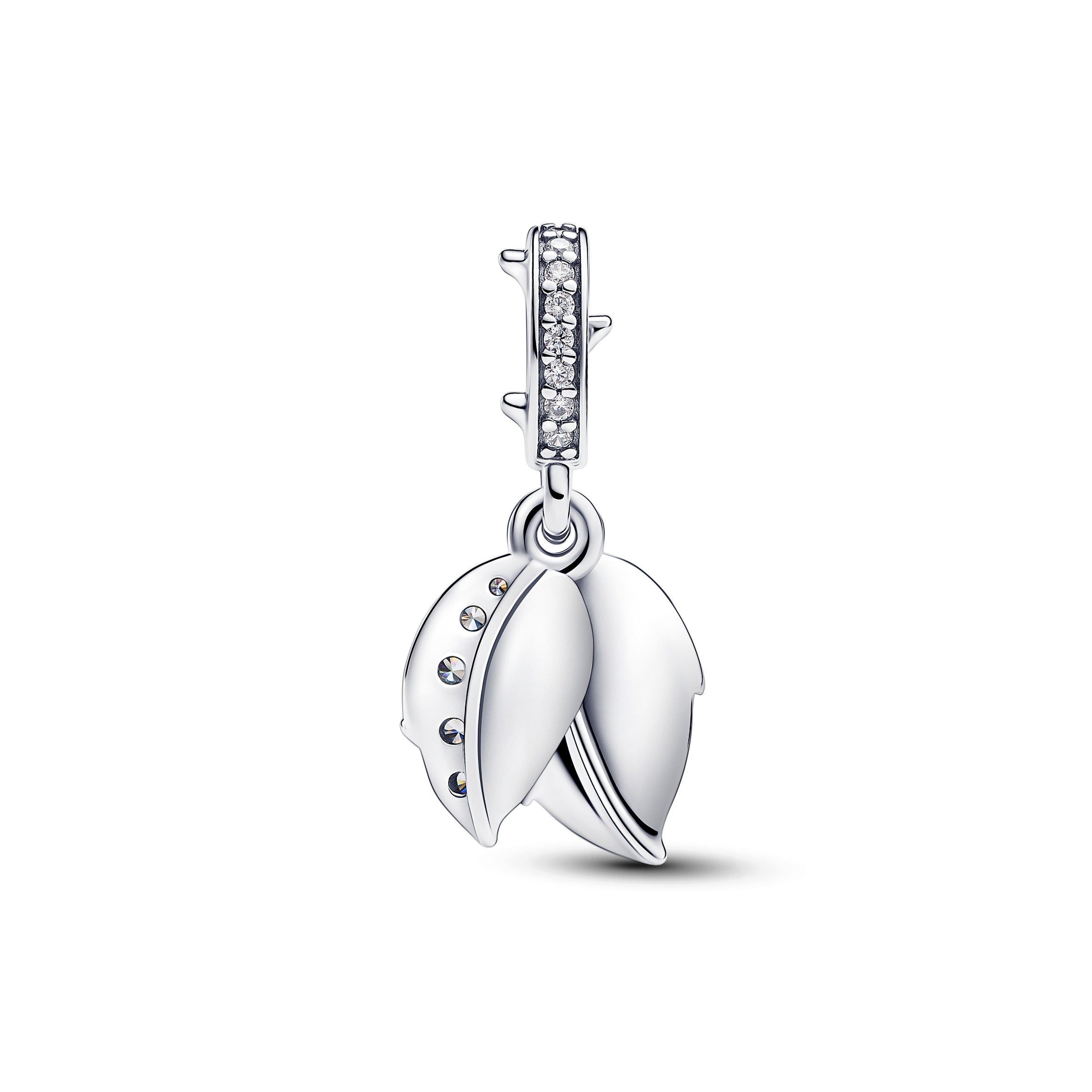 PANDORA White Rose In Bloom Double Dangle Charm Charms Bracelet Charm Jewelry Gift