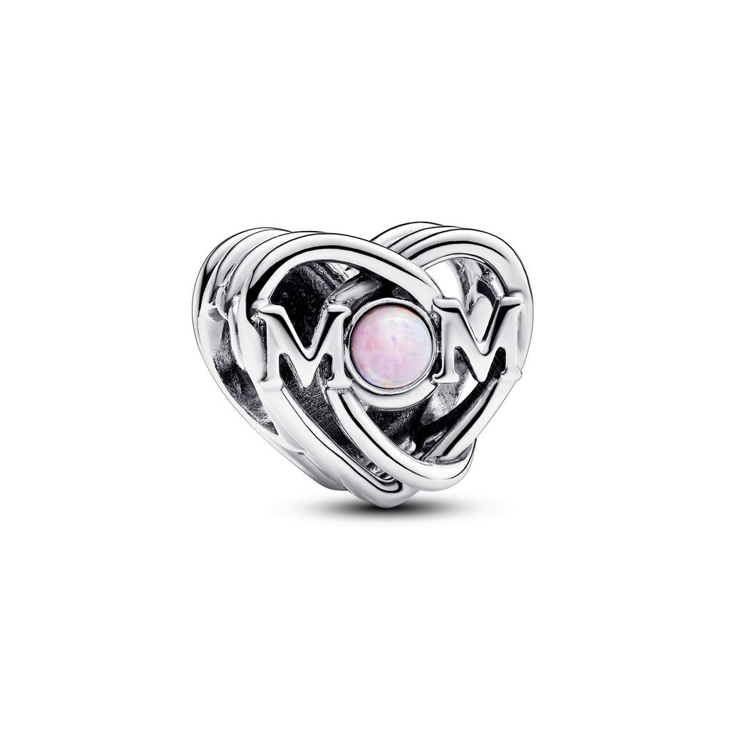 PANDORA Openwork Mom And Heart Charm Sterling Silver Mothers Day Charms Bracelet Charm Jewelry Gift