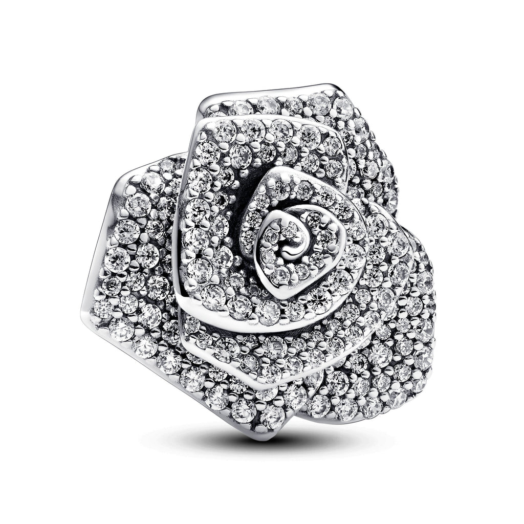 PANDORA Sparkling Rose In Bloom Oversized Charm Sterling Silver Charms Bracelet Charm Jewelry Gift