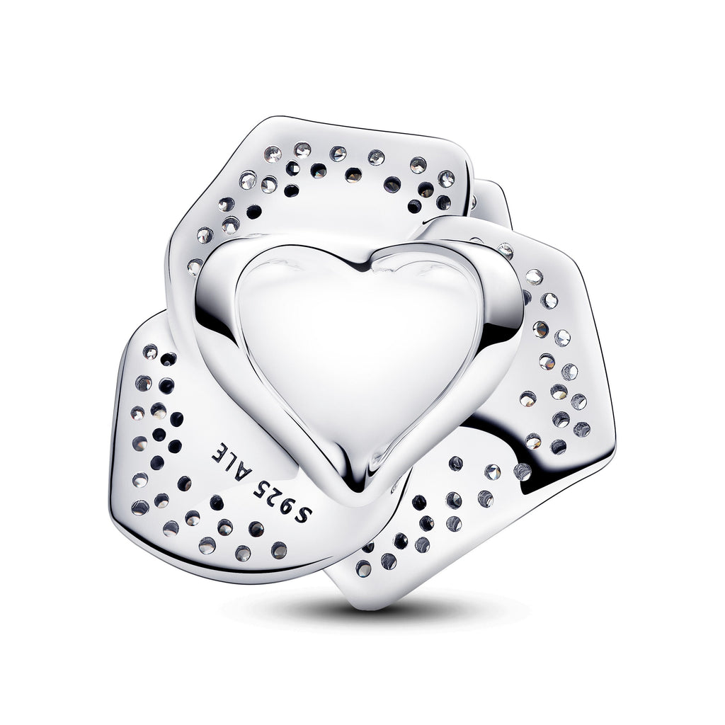 PANDORA Sparkling Rose In Bloom Oversized Charm Sterling Silver Charms Bracelet Charm Jewelry Gift