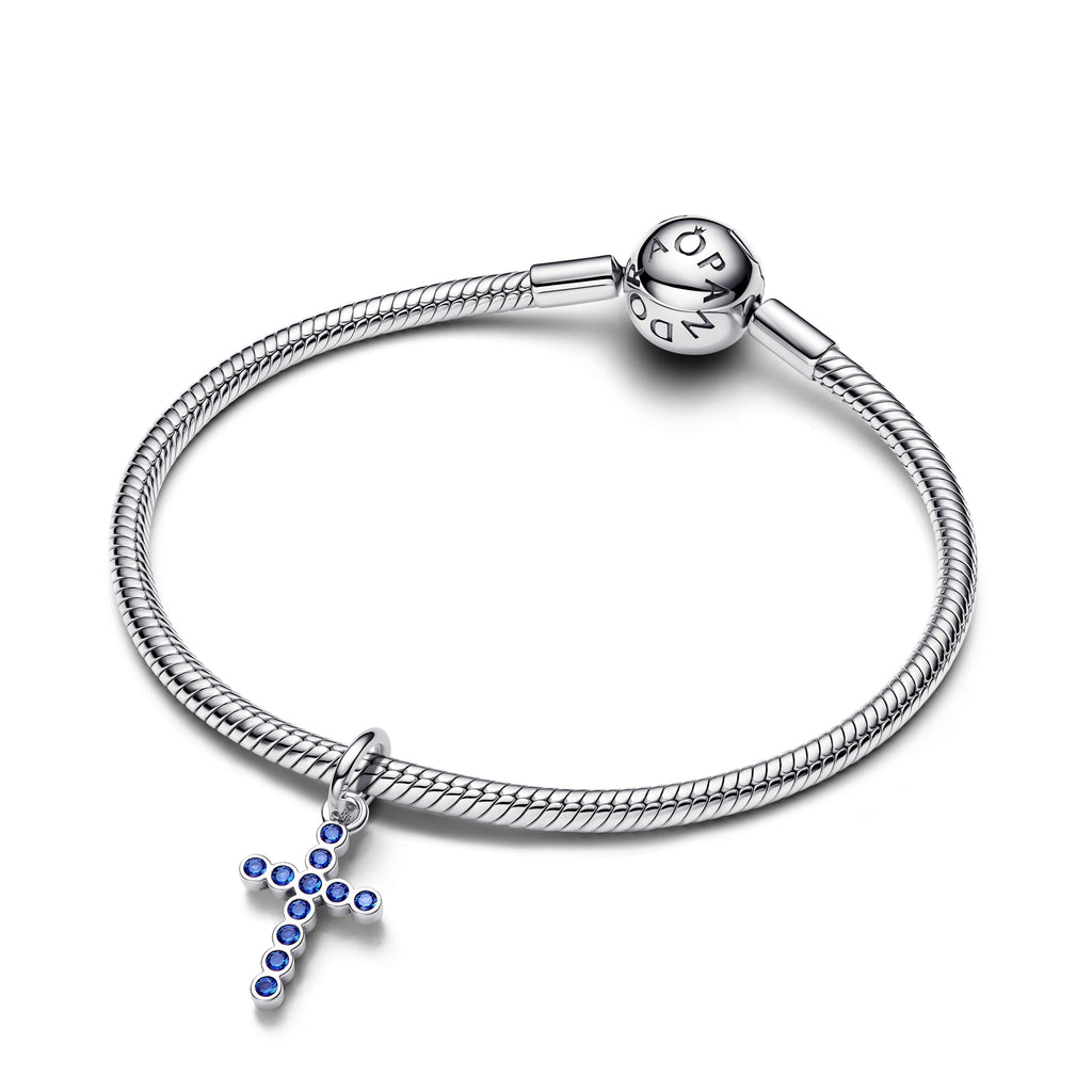 PANDORA Cross Dangle Charm Man Made Crystal Silver Symbols Charms Bracelet Charm Jewelry Gift