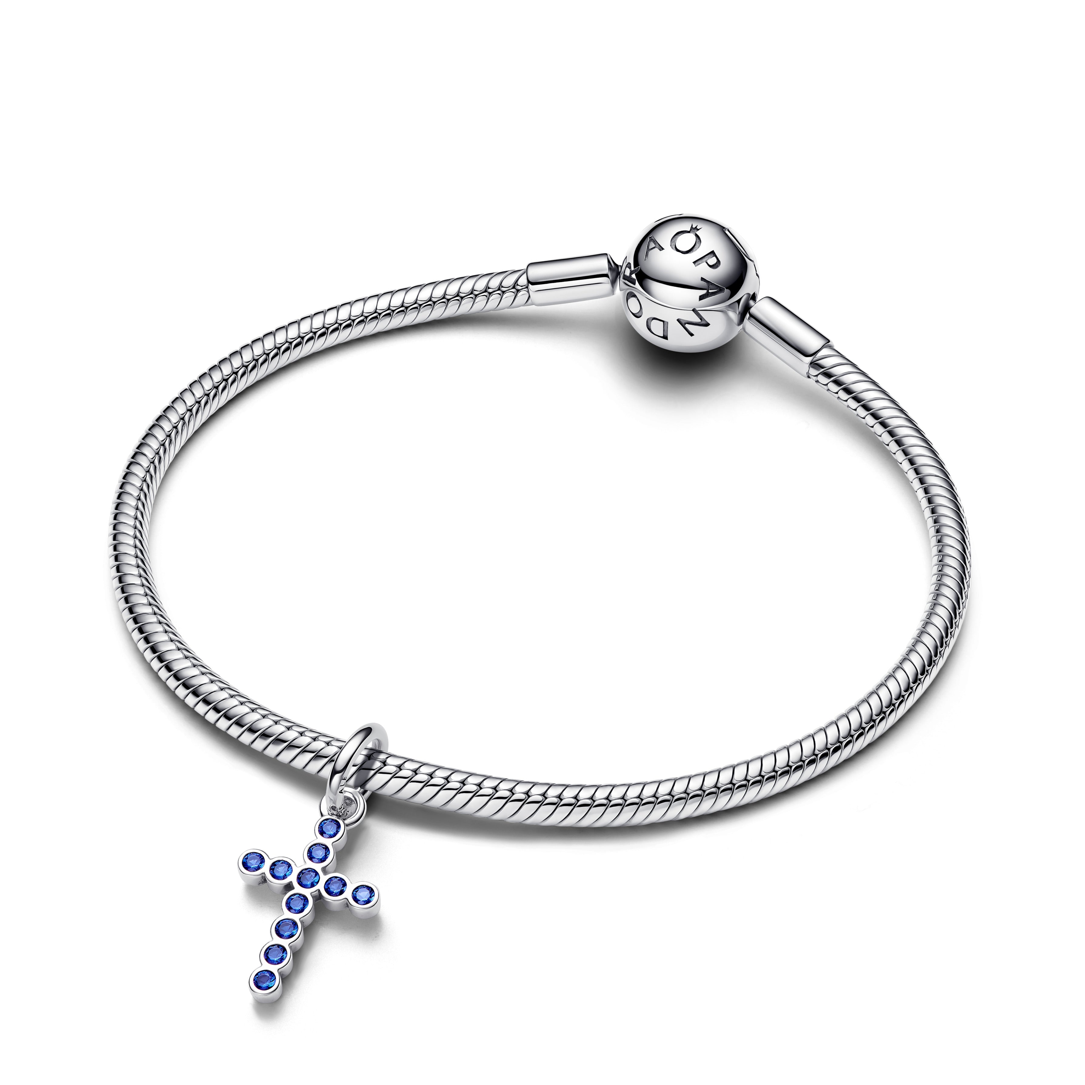 PANDORA Cross Dangle Charm Man Made Crystal Silver Symbols Charms Bracelet Charm Jewelry Gift
