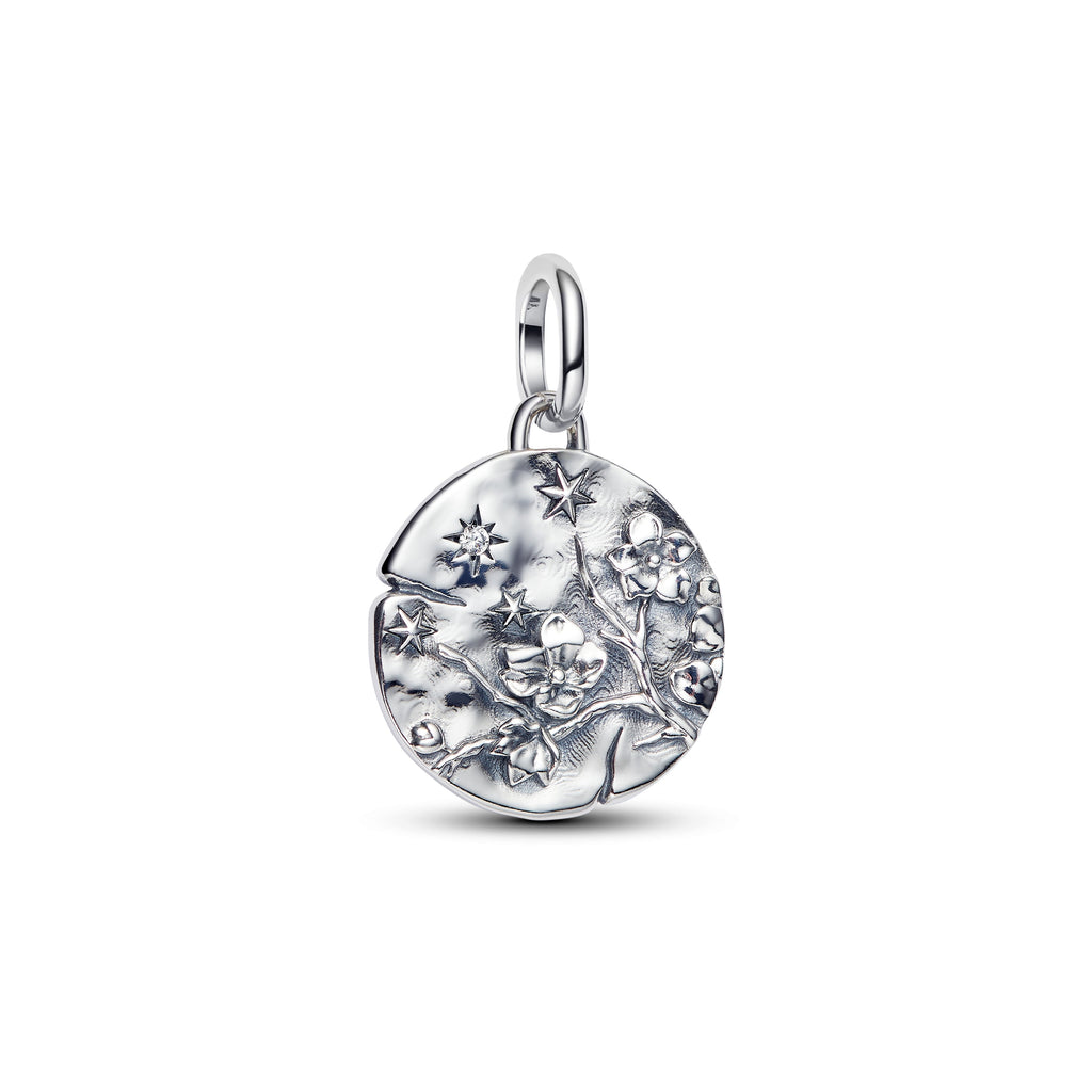 PANDORA Cherry Blossom Medallion Charm Sterling Silver Flowers Charms Bracelet Charm Jewelry Gift