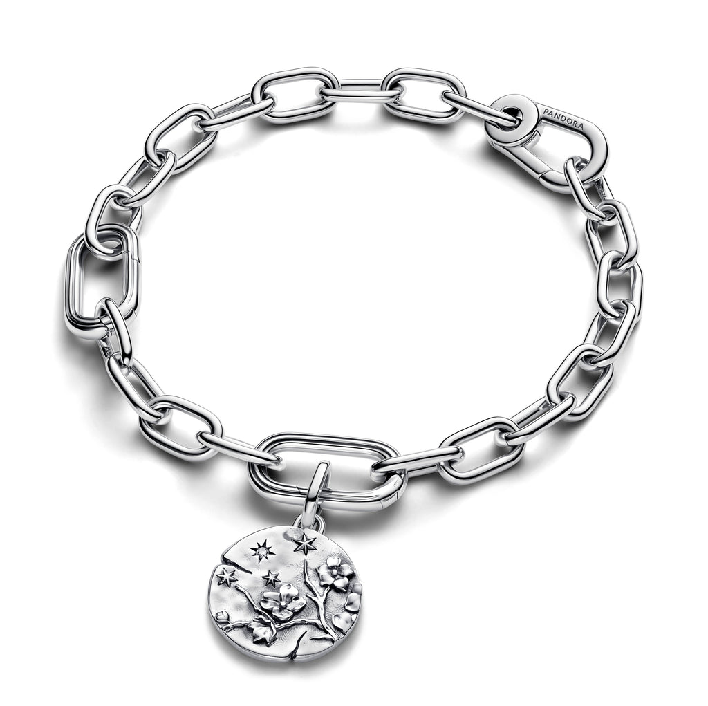 PANDORA Cherry Blossom Medallion Charm Sterling Silver Flowers Charms Bracelet Charm Jewelry Gift