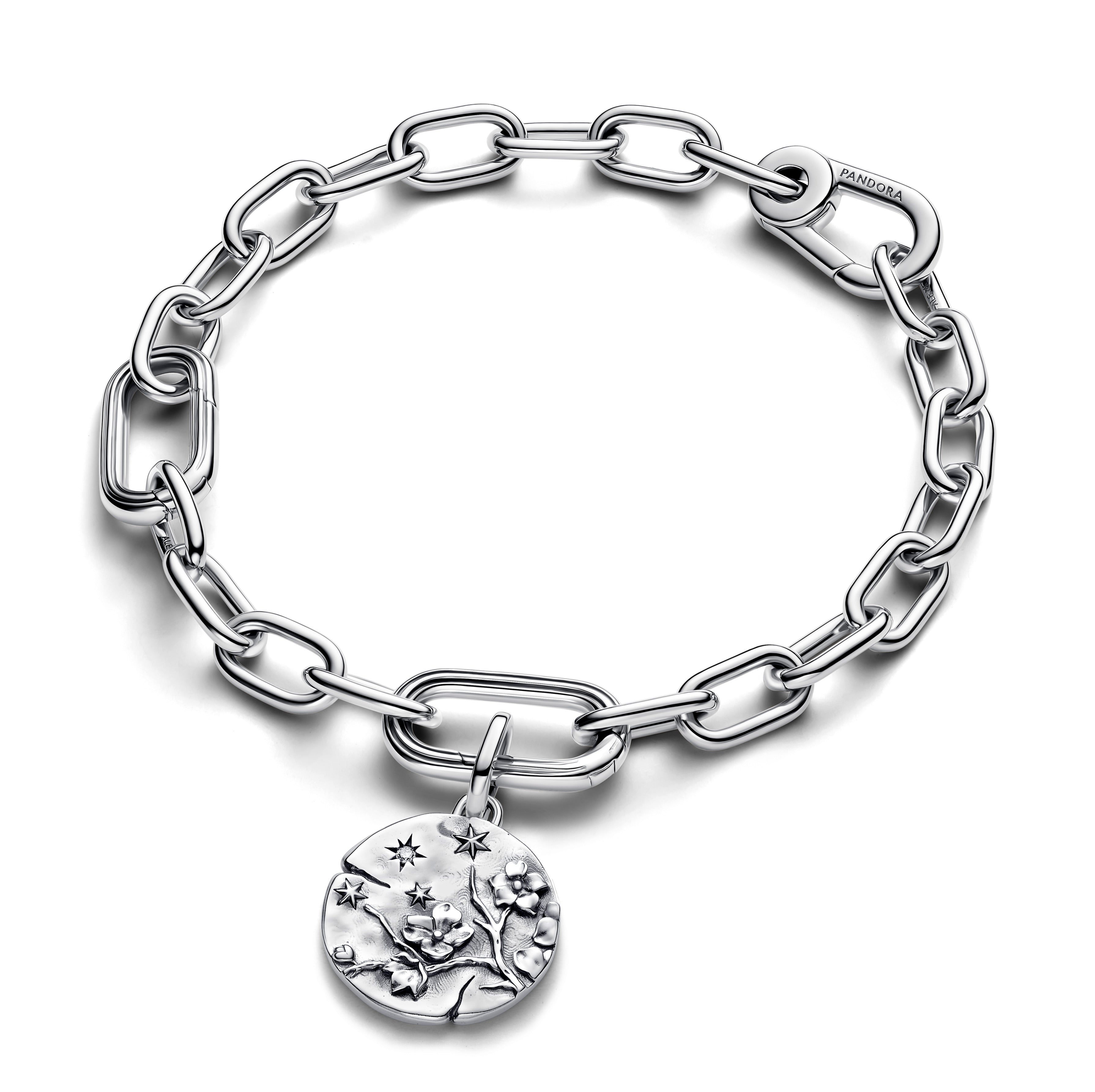 PANDORA Cherry Blossom Medallion Charm Sterling Silver Flowers Charms Bracelet Charm Jewelry Gift