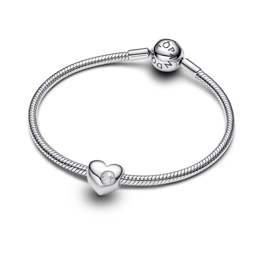 PANDORA Engravable Clear Stone Heart Charm Cubic Zirconia Be Love Charms Bracelet Charm Jewelry Gift