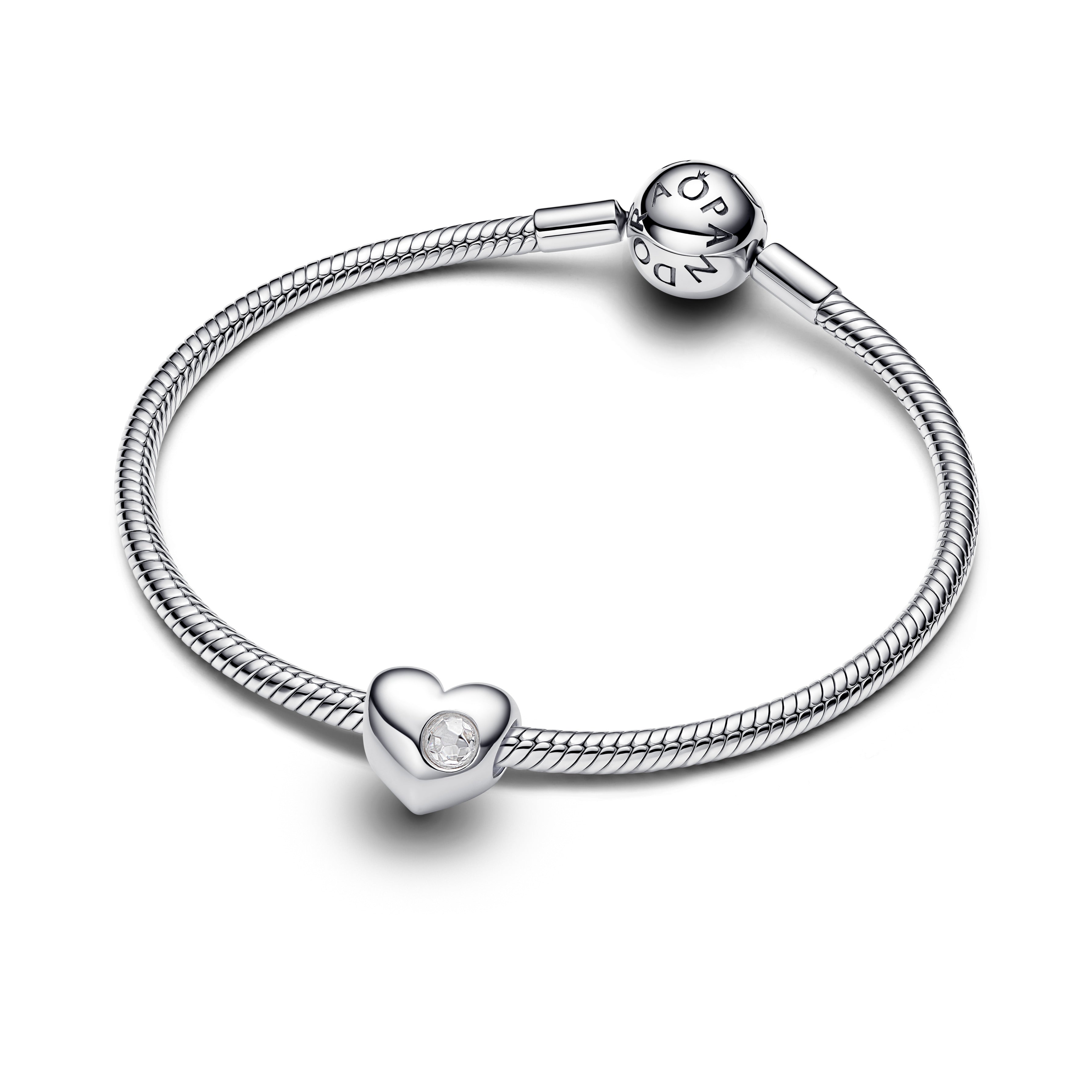 PANDORA Engravable Clear Stone Heart Charm Cubic Zirconia Be Love Charms Bracelet Charm Jewelry Gift