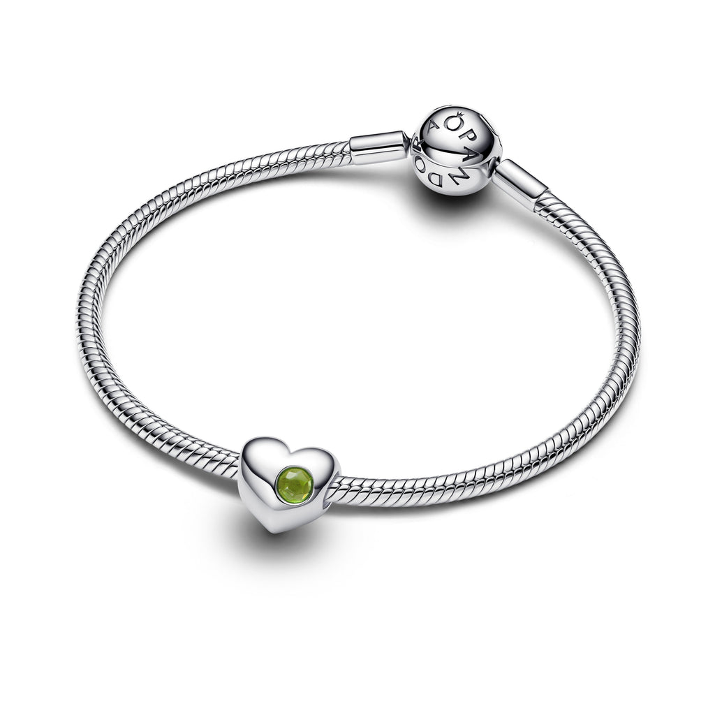 PANDORA Engravable Spring Green Stone Heart Charm Cubic Zirconia Be Love Charms Bracelet Charm Jewelry Gift