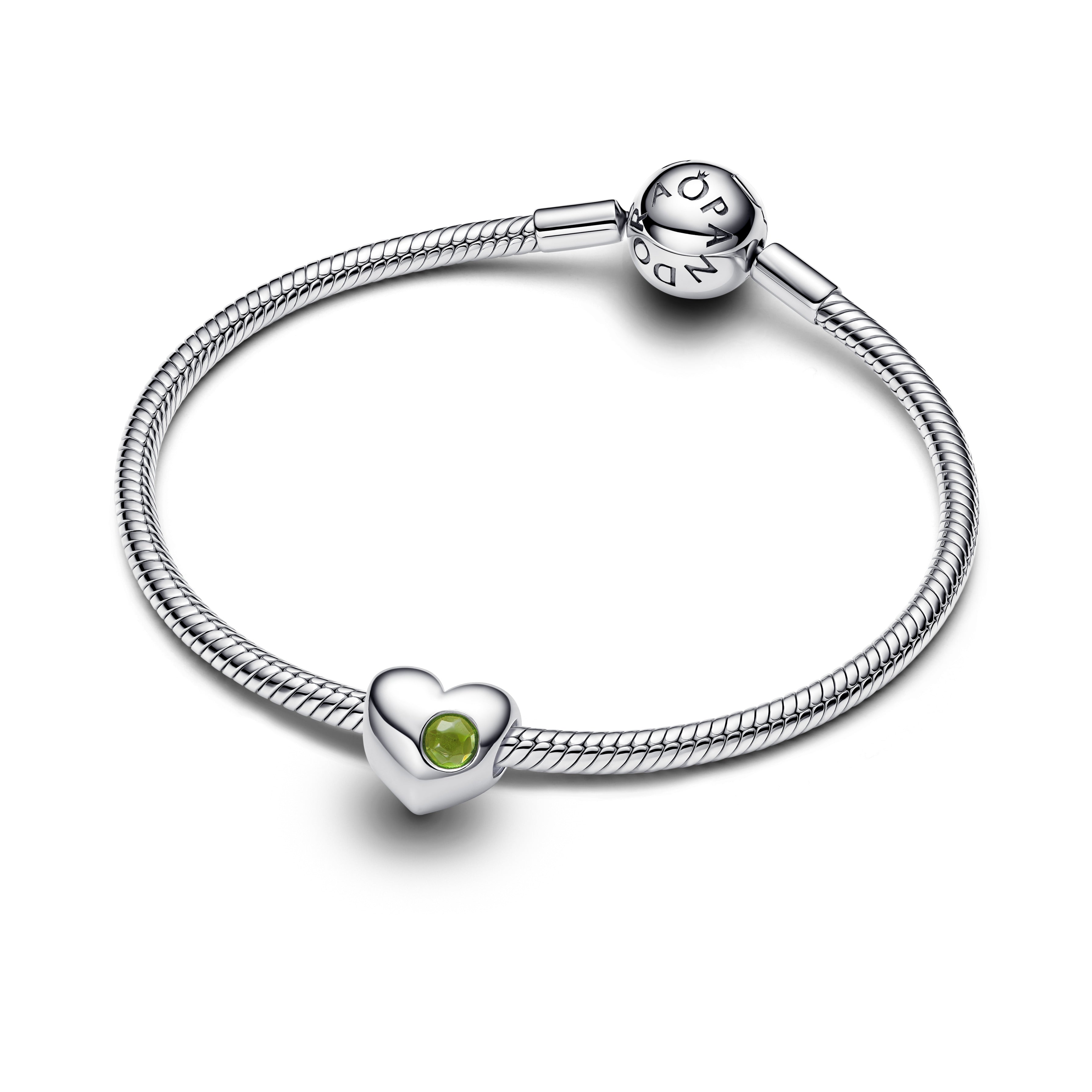 PANDORA Engravable Spring Green Stone Heart Charm Cubic Zirconia Be Love Charms Bracelet Charm Jewelry Gift