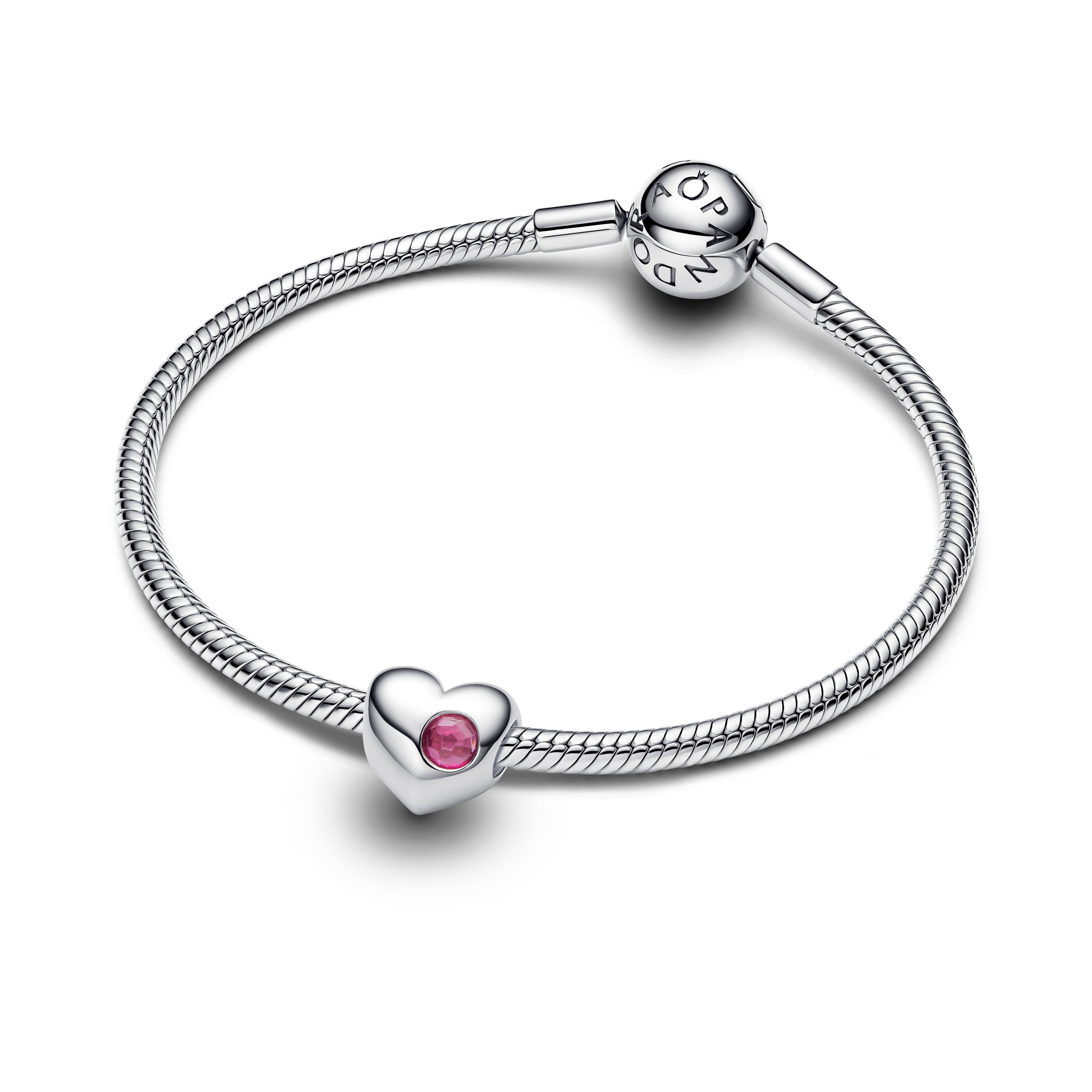 PANDORA Engravable Pink Stone Heart Charm Man Made Crystal Be Love Charms Bracelet Charm Jewelry Gift